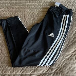 Adidas Kids Black Joggers with White Stripes